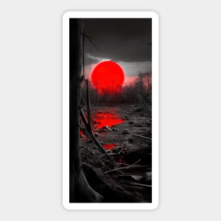 blood moon in japanese village Sticker